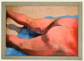 Verebics Ágnes (1982-): Hátsó  (2001). Olaj, vászon, jelzett (hátoldalán), keretben, 100×70 cm