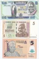 Vegyes: Zambia DN (1980-1988) 10K + Zimbabwe 2007. 5$ + Nigéria 2013. 5N T:I Mixed: Zambia ND (1980-1988) 10 Kwancha + Zimbabwe 2007. 5 Dollars + Nigeria 2013. 5 Naira C:UNC