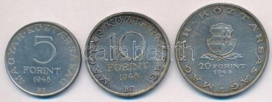 1948. 5Ft Ag "Petőfi" + 10Ft Ag "Széchenyi" + 20Ft Ag "Táncsics" - &qu...