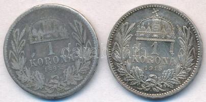 1893KB 1K Ag "Ferenc József" + 1915KB 1K Ag T:2-3