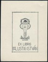 Schorr Tibor (?-?):Erotikus ex libris, Dr. Lustig István. Klisé, papír, jelzett a klisén, 5,5×4 cm