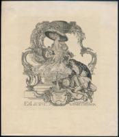 Franz von Bayros (1866-1924): Erotikus ex libris Ludwig C. Renger. Heliogravür, papír, jelzett a nyomaton, 12×10 cm