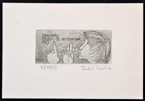 Vertel Beatrix (1951-): Békesség földön az embernek. Rézkarc, papír, jelzett, 3,5×8 cm