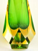 Muránói gyémánt váza, több rétegű, csiszolt, hibátlan, jelzés nélkül, m:20,5 cm