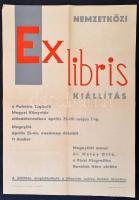 1965 Nemzetközi Ex Libris kiállítás plakát, hajtott, 41x29 cm
