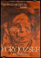 1966 Egry József kiállítás a Tihanyi Múzeumban, plakát, fotó Petrás, restaurált, 82x56 cm