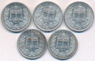 1912KB 1K Ag "Ferenc József" (5x) T:1- patina
Adamo K5.1