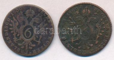 1800B 6kr Cu "I. Ferenc" + 1800E 6kr Cu "I. Ferenc" T:2-,3 karc