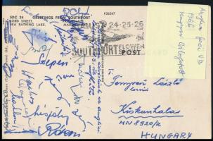 1966 A magyar válogatott tagjainak aláírásai az angilai vb-ről küldött levelezőlapon