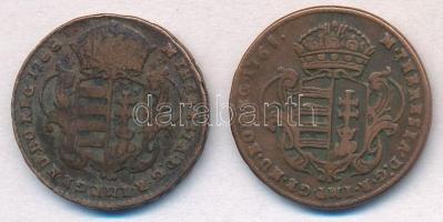 1765(?) Rézdénár Cu "Mária Terézia / zárt korona" + 1768. Rézdénár Cu "Mária Terézia ...