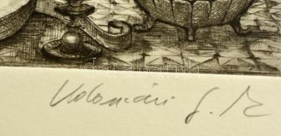 Kolozsvári G. Miklós (1950-): Merengő. Rézkarc, papír, jelzett, 20×15 cm