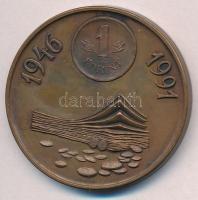 1991. "1946-1991. Magyarország-Székesfehérvár" Br emlékérem (42mm) szignózott T:2