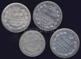 Oroszország 1891. 15k Ag T:3 + 1914. 20k Ag T:2 + 1916. 20k Ag (2x) T:2