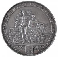 Ausztria 1911. Bécsi Kereskedelmi Iskola / Kiváló tanuló - Josef Humer jelzett Ag emlékérem, gravírozással, eredeti, sérült tokban (59mm) T:2 ph. Austria 1911. Gremial Handelsfachschule des Wiener Handelsstandes / Ihrem Ausgezeichneten Schüler - Josef Humer hallmarked Ag commemorative medal, engraved, in original, damaged case (59mm) C:XF edge error