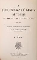 A hatályos magyar törvények gyűjteménye. VI. kötet. 1908-1910-ik évi törvénycikkek. Corpus Juris Hun...
