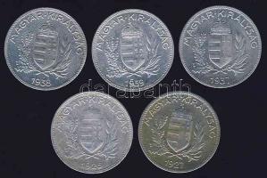 1926-39. 1P Ag sor, benne 5klf db T:1/2 (2x), 2 (1x), 2/3 (2x)