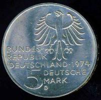 NSZK 1974. 5M Ag "Immanuel Kant" T:1/2