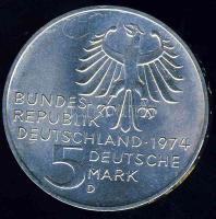 NSZK 1974. 5M Ag "Immanuel Kant" T:1/2