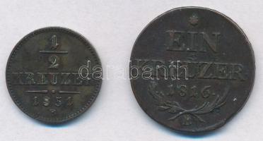 1816B 1kr Cu + 1851B 1/2kr Cu T:2,2- patina, ph.