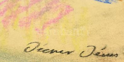 Diener jelzéssel: Szajna part és a Notre-Dame. Pasztell, papír, 31×43 cm