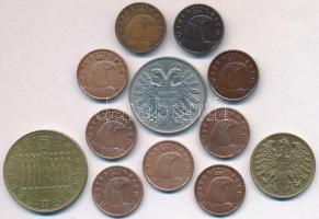 Ausztria 1925-1937. 1gr Br (9xklf) + 1934. 1Sch Cu-Ni + 1954. 20gr Al-Br + 1980. 20Sch Cu-Ni-Al T:2
...
