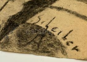 Scheiber jelzéssel: Mulatóban. Szén, papír, 31×43 cm