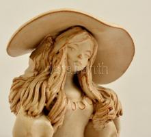 Verbovszky K. Győző (?-?): Lány ernyővel. Mázas kerámia, hibátlan, jelzett, m: 23 cm