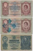 1930. 20P + 1932. 50P (2x) egyiken hamis nyilaskeresztes felülbélyegzés (fake overprint) + 1930. 100...