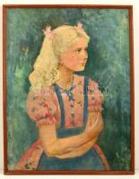 Nyilasy jelzéssel: Kislány portré, olaj, karton, keretben, 60×42 cm