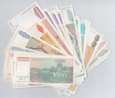 Jugoszlávia 1992. 100D (2x) + 10.000D (2x) + 50.000D + 1993. 50.000D + 100.000D + 500.000D (2x) + 1....