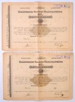 Budapest 1908. "Kisbirtokosok Országos Földhitelintézete" 4 1/2%-os záloglevele 2000K-ról, magyar, német és francia nyelven, szárazpecséttel és bélyegzéssel (2x) + 1910-1911. "Kisbirtokosok Országos Földhitelintézete" 4 1/2%-os záloglevele 200K-ról, magyar, német és francia nyelven, szárazpecséttel és szelvényekkel (2x) T:II-,III