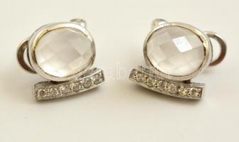 Ezüst(Ag) üveg kövekkel díszített fülbevalópár, jelzett, bruttó: 9,7 g