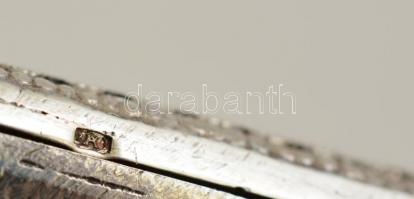 Ezüst(Ag) filigrán cigarettatárca, jelzett, 7,8x8,8 cm, nettó: 157,3 g