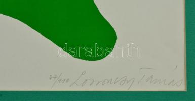 Lossonczy Tamás (1904 -2009): Játékos formák, színes szita, papír,  jelzett, 77/110, 59,5 x 49 cm