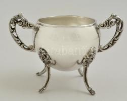 Ezüst(Ag) oroszlánfejes négylábú cukortartó, jelzett, m: 7 cm, nettó: 97,1 g