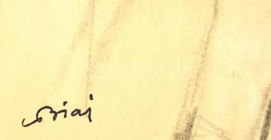 Biai-Föglein István (1905-1974): Katonák (vázlat). Ceruza, papír, jelzett, 59×42 cm