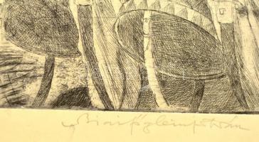 Biai-Föglein István (1905-1974): Éljen a haza! Rézkarc, papír, jelzett, 38×49 cm