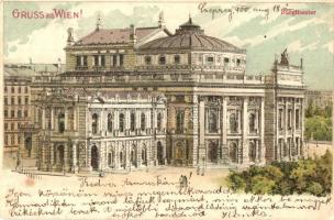 Vienna, Wien; Burgtheater / theatre, litho (tear)