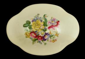 Ilmenau virágmintás porcelán bonbonier, matricás, kopásnyomokkal, jelzett, 13x10x6 cm