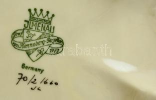 Ilmenau virágmintás porcelán bonbonier, matricás, kopásnyomokkal, jelzett, 13x10x6 cm