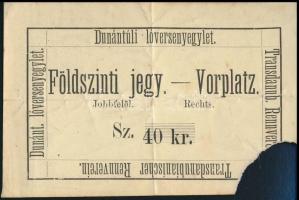 cca 1900 A Dunántúli Lóversenyegylet által kiadott földszinti jegy, hiányos