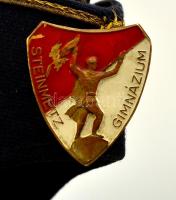 Diák sapka (Steinmetz Gimnázium) zománc jelvénnyel, h:27 cm