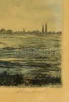 Paulovits Pál (1892-1975): Keresztútnál, rézkarc, papír, jelzett, üvegezett fa keretben, 25,5×35 cm