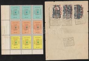 Bélyegkiállítással kapcsolatos kis tétel: ívek, töredékek, darabok