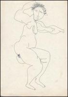 Gergely Péter (?-): 3 db toll rajz hátoldalán nyomattal, papír, jelzett, 28×20 cm (3×)