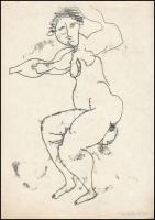 Gergely Péter (?-): 3 db toll rajz hátoldalán nyomattal, papír, jelzett, 28×20 cm (3×)