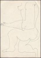 Gergely Péter (?-): 3 db toll rajz hátoldalán nyomattal, papír, jelzett, 28×20 cm (3×)