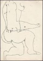 Gergely Péter (?-): 3 db toll rajz hátoldalán nyomattal, papír, jelzett, 28×20 cm (3×)