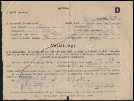 1946, 1954 1 db dézsmajegy + 1 db cséplési lap