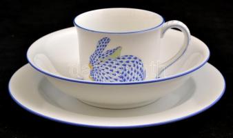 Herendi Fanfan PVHB pikkelymintás állatos gyerek tálka és bögre, kézzel festett, jelzett, hibátlan, ...